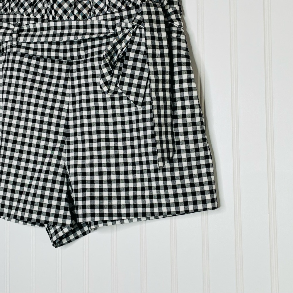 ZARA Gingham Paper Bag Shorts - Picture 3 of 7